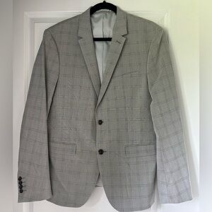 Zara PLAID TEXTURED SUIT JACKET